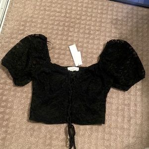 Black lace crop top.